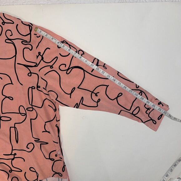 Eloquii Pink Button Down Top Long Sleeve Shirt Abstract Squiggle Print Plus 22 - Picture 10 of 15